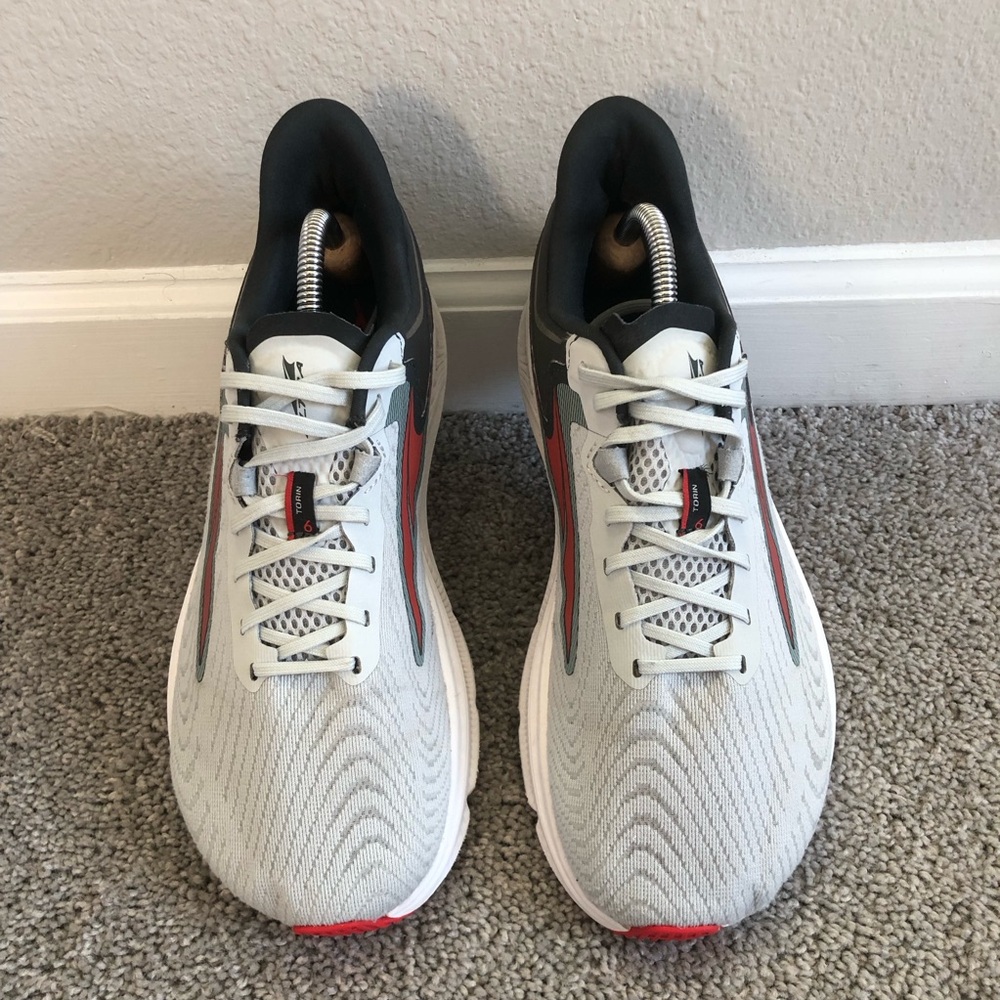 Altra Men's Light Gray and Black Athletic Running Shoes with Red Accent - Picture 3 of 6